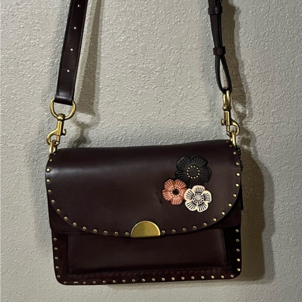 COACH Dreamer Shoulder Bag Oxblood with Custom Tea Roses